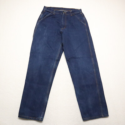 #ad IBS Port Men#x27;s Size 34x32 Blue Straight Leg Dark Wash 100% Cotton Denim Jeans