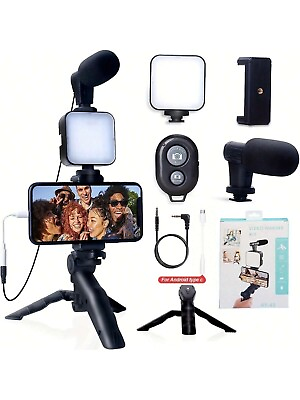 #ad Smartphone Vlogging Kit for iPhone Android w LightMicrophoneTripodHolder USA