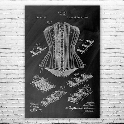 #ad Corset Patent Poster Print 12 SIZES Fashion Designer Model Gifts Victorian Decor