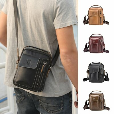 Men#x27;s Casual Crossbody Bag Genuine Leather Shoulder Messenger Bags Tote Handbag $26.99
