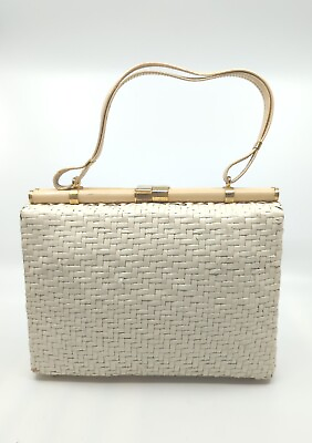 #ad Vintage RODO white Basket Wicker Handbag Lacquered Designer Made in Italy. Nice
