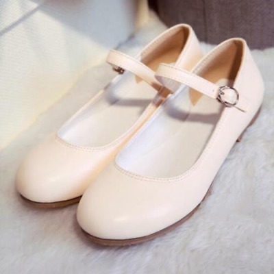 #ad Mary Janes Womens Girls Buckle Strap Ballet Flats Sweet Casual Round Toe Shoes