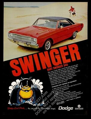 #ad 1969 Dodge Dart Swinger 340 red car photo vintage print ad