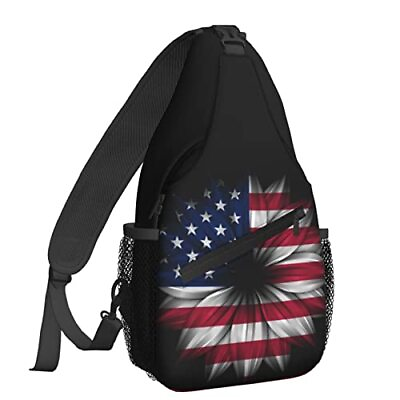 #ad Foruidec Crossbody Backpack For Men Women Sling One Size Usa Flag Flower