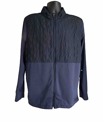 #ad Straight Down Mens Large Blue Full Zip Jacket Quilted Golf Country Club Logo