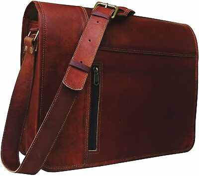 Leather Laptop Messenger Bag Vintage briefcase Satchel for Men and Women 16 Inch $55.19