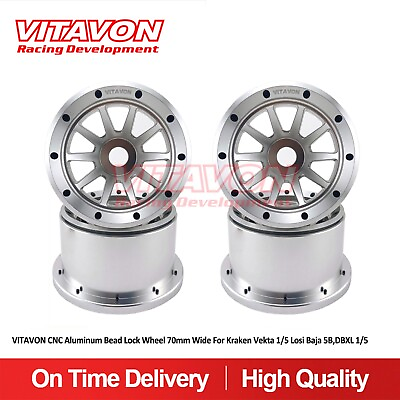#ad VITAVON CNC Aluminum 1 5 Bead Lock Wheel 70MM Wide For Vekta Losi Baja 5BDBXL