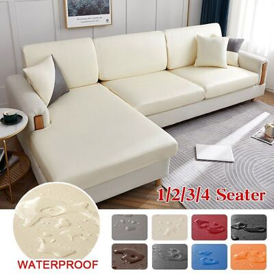 #ad Waterproof PU Seat Cushion Cover Elastic Corner Removable Protector Slipcovers