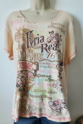#ad Susan Lawrence Women#x27;s Plaza DeToros Peria Real Sleeve GraphicT Shirt SZ 3XUsed