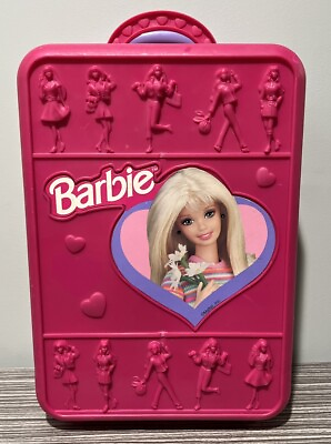 #ad Vintage Barbie 1998 Take Along Rolling Doll Case Mattel Nice Condition