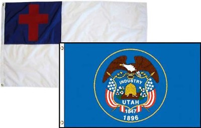 #ad 2x3 Christian Christ amp; State Utah 2 Pack Flag Wholesale Combo 2#x27;x3#x27;