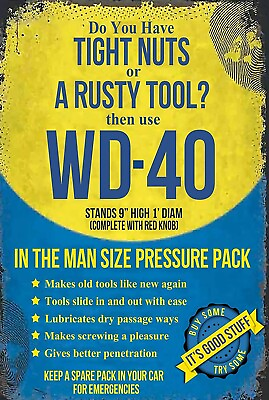 #ad WD 40 Tight Nuts Rusty Tool Funny 8quot; x 12quot; Aluminum Metal Sign