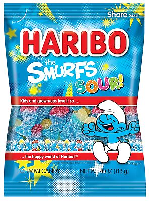 #ad HARIBO Gummi Candy Sour Smurfs 4 oz. Bag Pack of 12