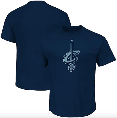 #ad Majestic NBA Cleveland Cavaliers Reflective Tek Patch T Shirt Large Navy