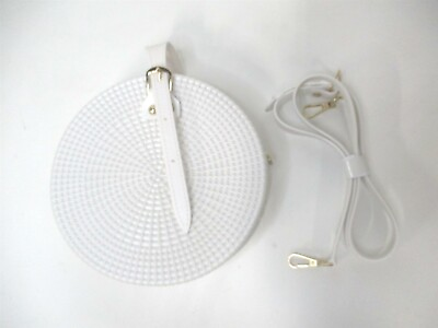 White Crossbody Woman#x27;s Holiday Round Rattan Weaved Straw Bag with Dustbag