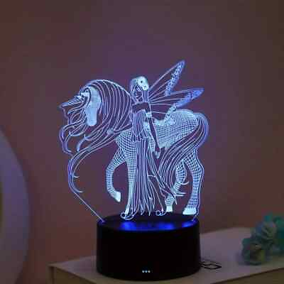 #ad 3D PRINCESS Night Light led Lamp Illusion BLACK TOUCH 7 Color NIB Combat Vet