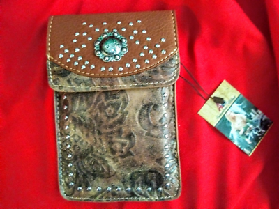 Touchscreen Cell Phone Crossbody Wallet Phone Bag Western Boho Black or Brown $26.99