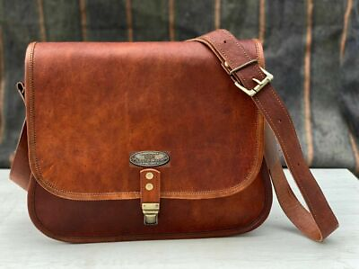 Leather Bag Women#x27;s Purse Messenger Sling Hobo Vintage 14quot; Natural Waxed Bull $46.42