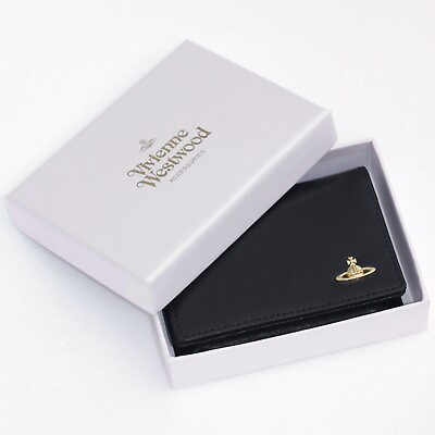 #ad Vivienne Westwood Black Leather Gold Button Envelope Fold Wallet