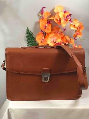 #ad LEVENGER Brown Leather Single Closure Messenger Briefcase Bag