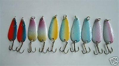 #ad 10 NEW Assorted Spoon Metal Fishing Lure Bait Lot 1.5quot; treble hooks jig 0.2 oz