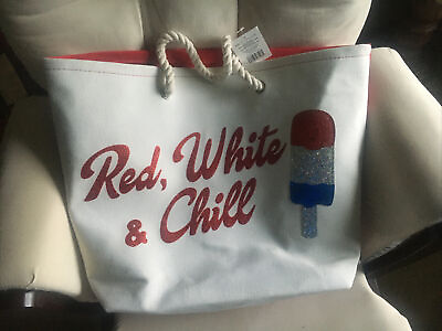#ad Tote Style Beach Bag Sand Summer Red White Blue