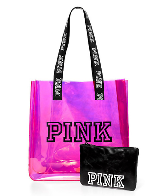 #ad Victoria#x27;s Secret PINK Iridescent Tote Bag amp; Pouch