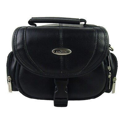 #ad Targus Black Leather Travel Camera Shoulder Crossbody Bag with Strap 10x6x5