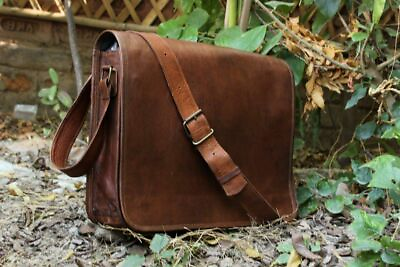 13quot; Leather Bag Vintage Genuine Leather Messenger Bag For Men Women