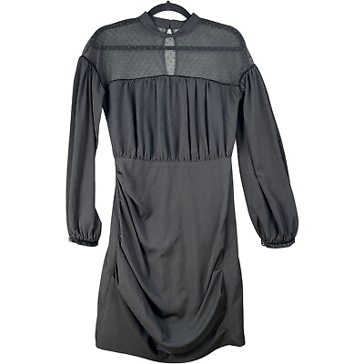 #ad One33 Social Dress 2 Badgley Black Illusion Mini Long Sleeve Ruched
