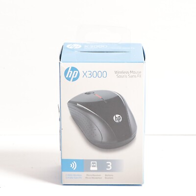 #ad Brand NEW HP X3000 BLACK 3 Button Wireless USB Optical Scroll Mouse