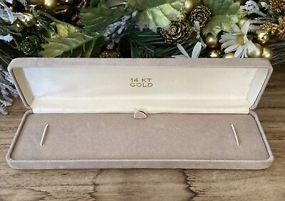 #ad Bracelet Box Beige Velvet Presentation Storage Box Only 2”x8”x1” Vintage