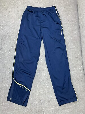 #ad VINTAGE Nike Pants Mens Medium Navy Blue Pockets Zipper Ankles Stretch 90s Tag