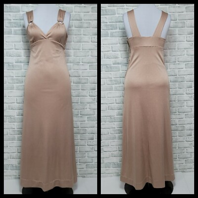 Vintage 70s Champagne Charmeuse Bias Cut Polyester Evening Cocktail Maxi Dress