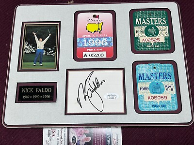 #ad Nick Faldo JSA Golf Signed Cut Signature amp; Original 1989 1990 1996 Masters Badge