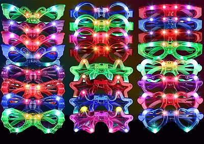 #ad LED Light Up Sunglasses Glow in The Dark Party Supplies LED Glasses 24 Pack