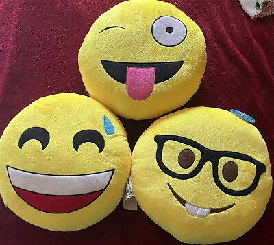 #ad 3 Emoji Pillows 😜😅🤓 With Tags