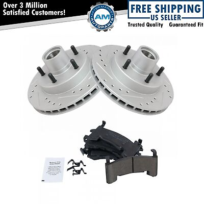 #ad Performance Brake Rotor Drilled Slotted Coated amp; Ceramic Pad Front Kit