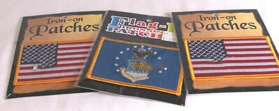 #ad 3 Three Iron On Flag It Patches New In Package Each 3.5quot; X 2quot; New