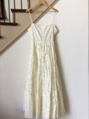 #ad Luxe tropical beach wedding gown 16 off white cotton silk NWT adjustabl