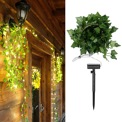 #ad New LED Solar String Lights 32.8ft Green Leaves Vine String Lights Outdoor Decor