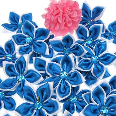 #ad Satin Flower Ribbon Single Face Flowers Appliques Sewing Craft Supplies 20pcs Se