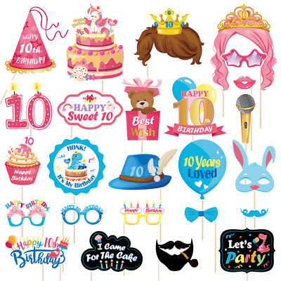 #ad 25pcs Birthday Photo Props Birthday Party Supplies Girls Birthday Party Favors