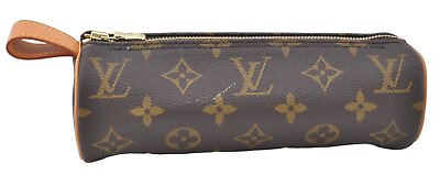 Authentic Louis Vuitton Monogram Trousse Ronde Pen Case Pouch M47626 LV J1858