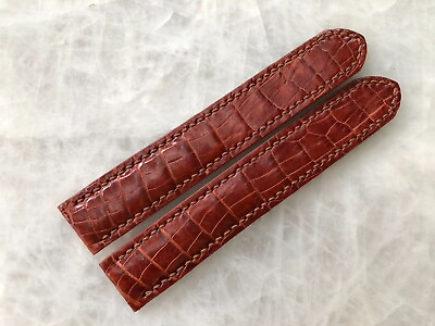 #ad 18mm 18mm Genuine Red Brown Crocodile Leather Watch Deployment Band ForCartier