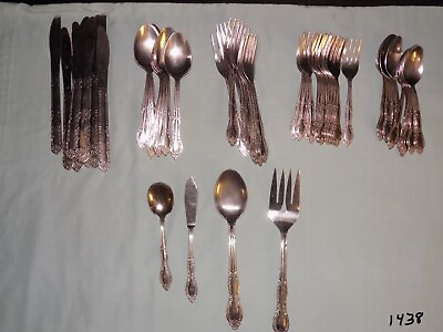 #ad 54 Pc. Set Stainless Steel Flatware Floral Design