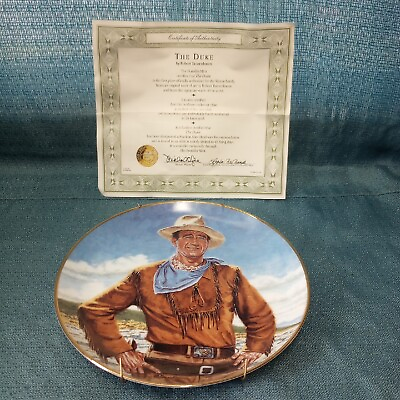 #ad JOHN WAYNE quot;The Dukequot; Franklin Mint Collectors Plate W COA