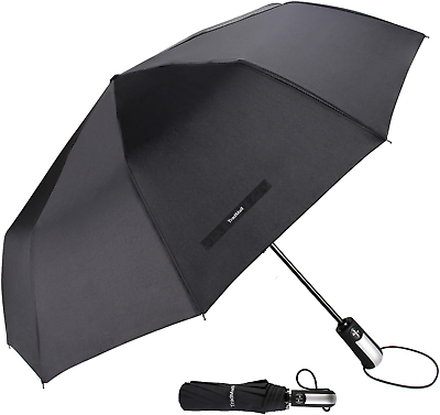 #ad Auto Travel Umbrella Windproof with 46 Inch Large Canopy 10 Reinforced Fiberglas