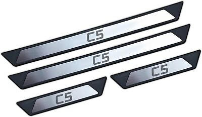 #ad For Citroen C5 Chrome Door Sill Trim Plate Covers Scratch Guard 4 Pcs