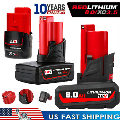 #ad For Milwaukee M12 48 11 2460 LITHIUM XC 8.0 Cordless 48 11 2460 Compact Battery